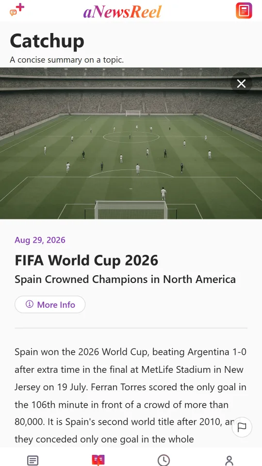 An open Catchup in aNewsReel summarising the FIFA World Cup 2026.